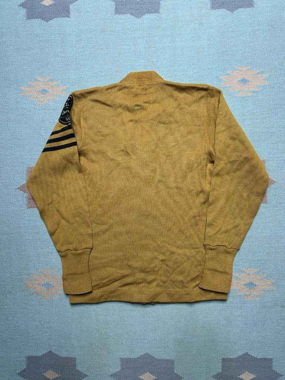 Vintage 1950s wool cardigan sweater varsity letterman Dehen Missouri gold small - Picture 7 of 7